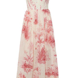 Prinditud Popliin Midi Korsett Kleid