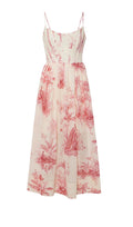 Prinditud Popliin Midi Korsett Kleid