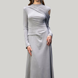 Stiilne Fikseeritud Drapeeritud Maxi Kleid