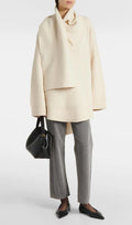Ribbed-Knit Villane Sall-Sveter Aprikoos