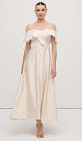 Ruffled Satin Midi Dress
