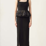Ruffle Hem Slit Midi Kleit