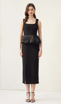 Ruffle Hem Slit Midi Kleit
