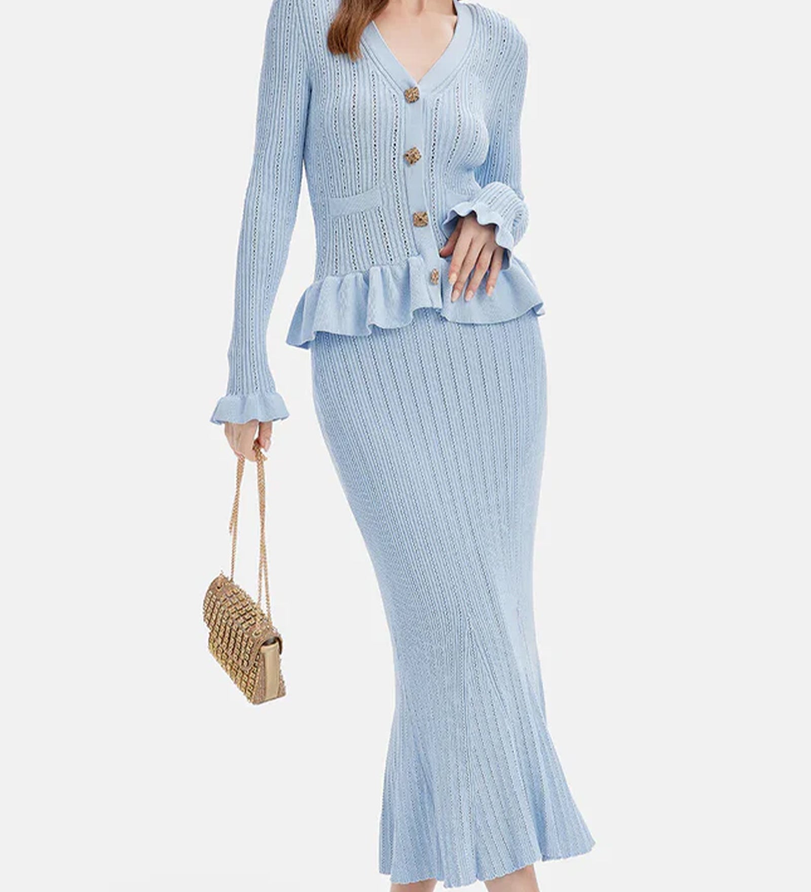 Elegantne Laienev Kootud Midi Kleid