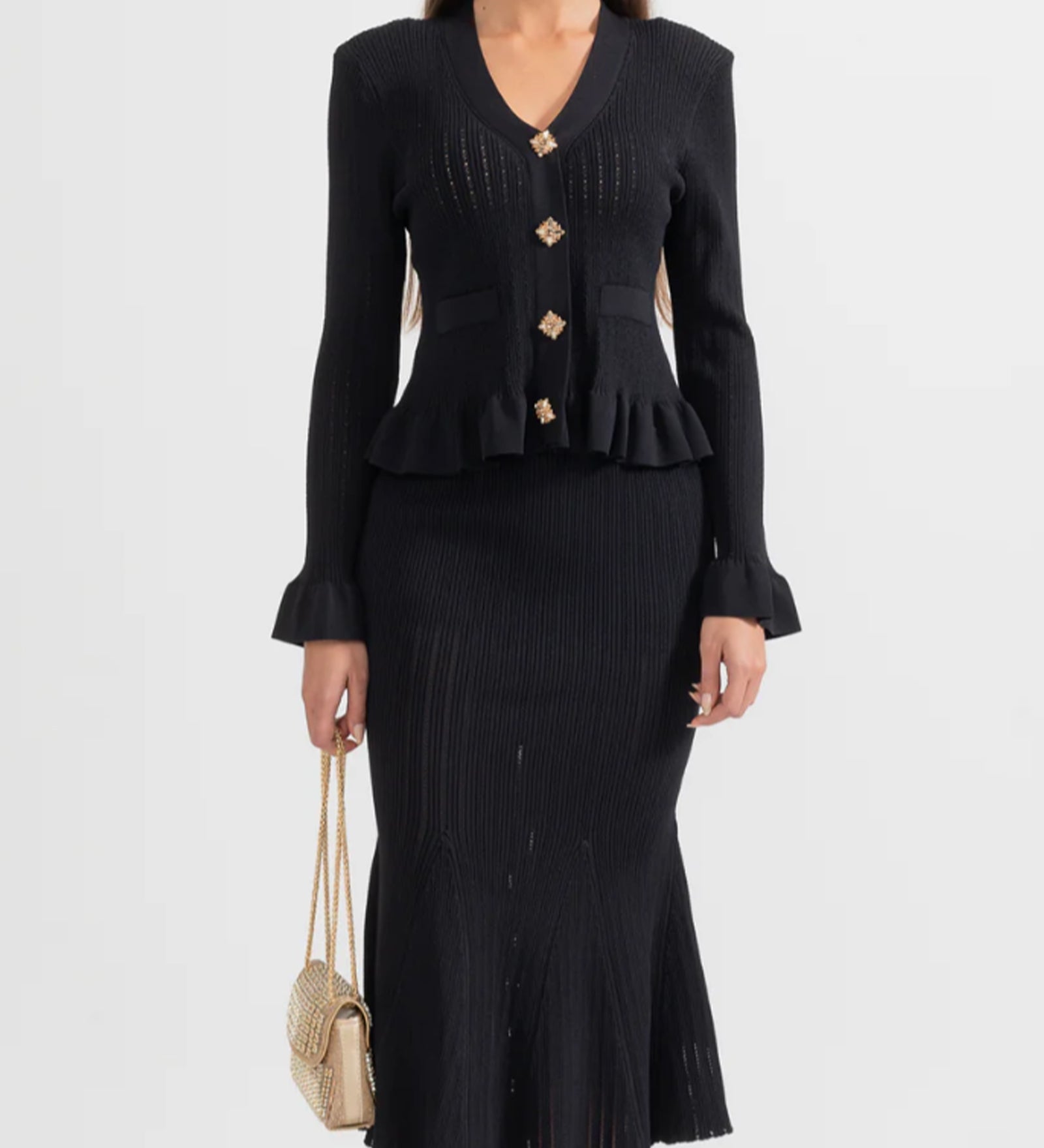 Elegantne Laienev Kootud Midi Kleid