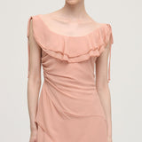 Mini Kleit Volangidega ja Soliidse Lukuga