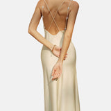 Maxi Kleid mit Satin-Finish und Reißverschluss