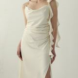 Satiinist Rikkalik Midi Libisev Kleid