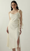 Satiinist Rikkalik Midi Libisev Kleid