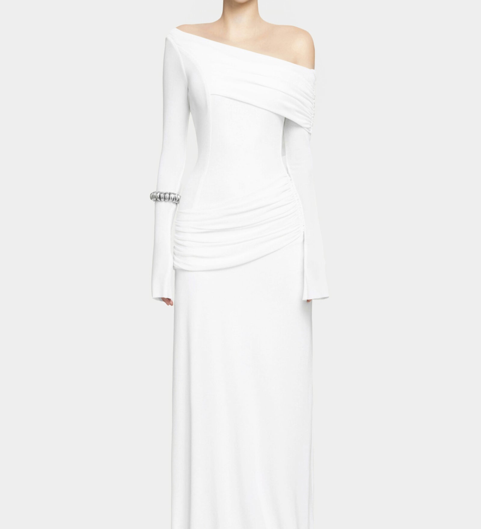 Üksik Jersey Kootud Drapeeritud Maxi Kleid
