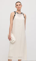 Varrukateta Tikitud Lilled Midi Kleid