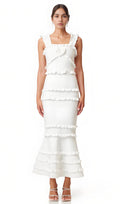 Varrukateta Frill Maxi Kleid Valges