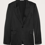 Slim Satin Blazer Mustas