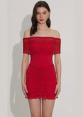 Ruby Off-Shoulder Mini Kleid aus Slinky und Mesh