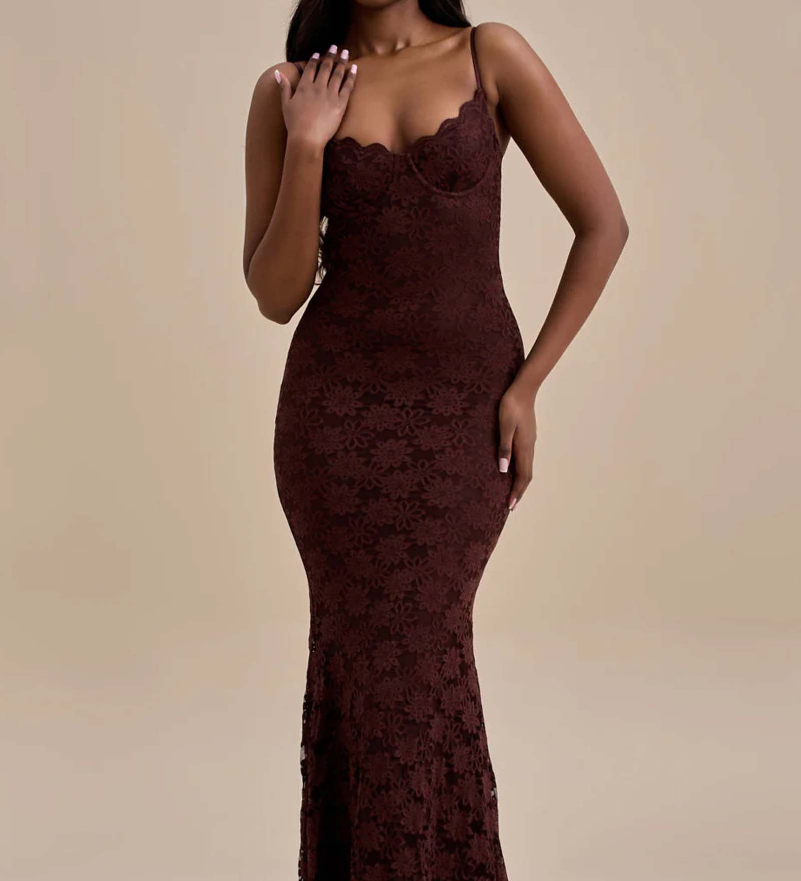 Stiilne Kehaskulptuuri Pits Maxi Kleid