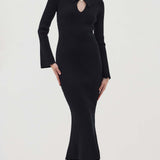 Solid Knit Hollow Maxi Dress