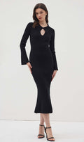 Solid Knit Hollow Maxi Dress