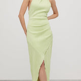 Ühtlane Ribidega Halter Maxi Kleit