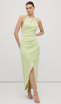 Ühtlane Ribidega Halter Maxi Kleit