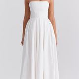 Ilma Rihmadeta Korsett Bodice Midi Kleit Valges