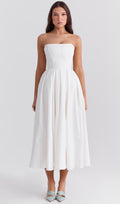 Ilma Rihmadeta Korsett Bodice Midi Kleit Valges