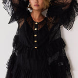 Must Kihiline Pitsiline Mini Kleit Volangidega