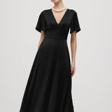 V-kaelusega õhtukleit midi