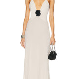 V-kaelusega Halter Midi Kleid