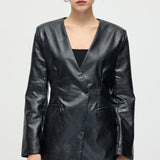 Vegan Nahk Blazer Mustas