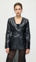 Vegan Nahk Blazer Mustas