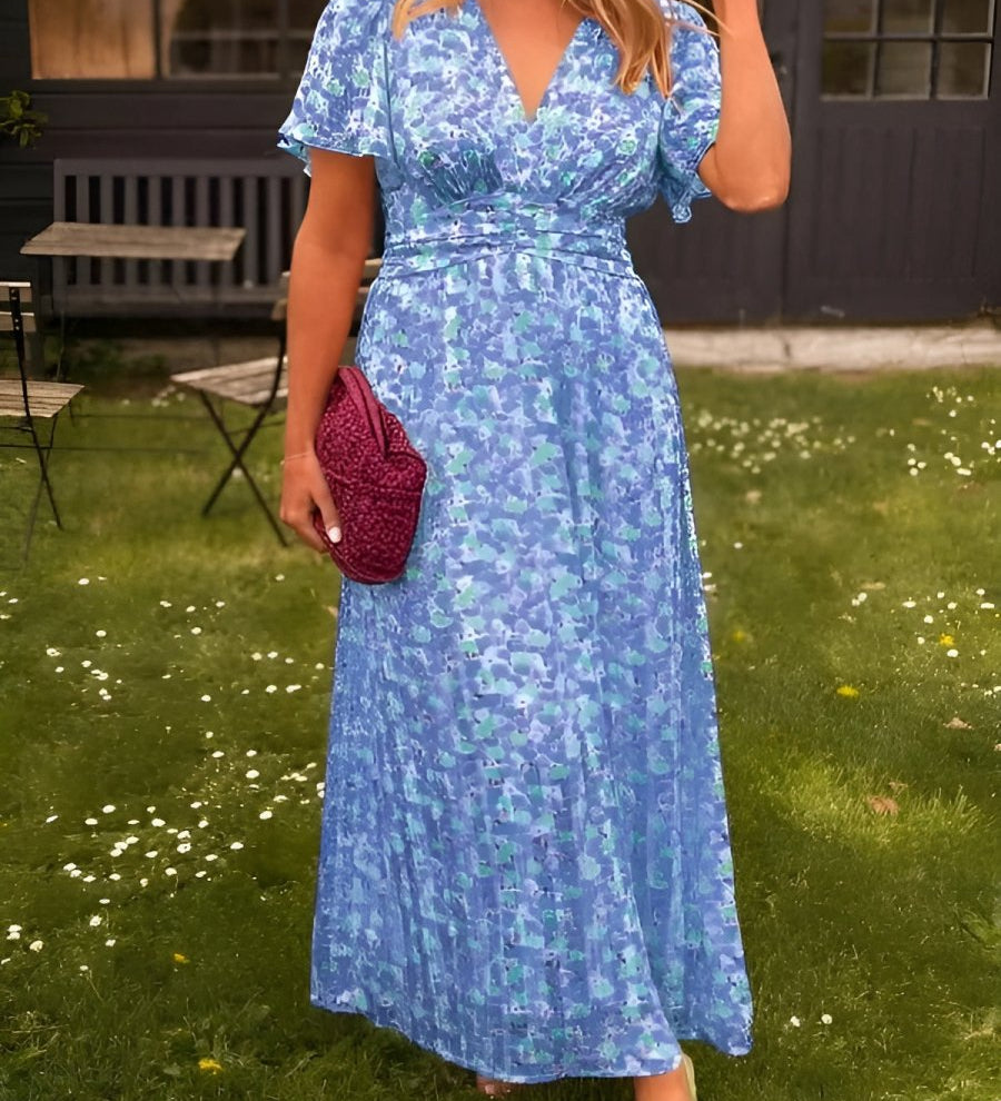 Sandra | Elegantne maksikleit V-dekolteega