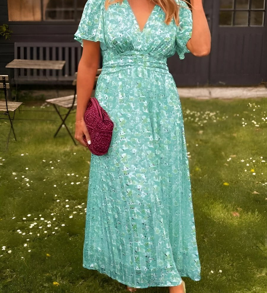 Sandra | Elegantne maksikleit V-dekolteega