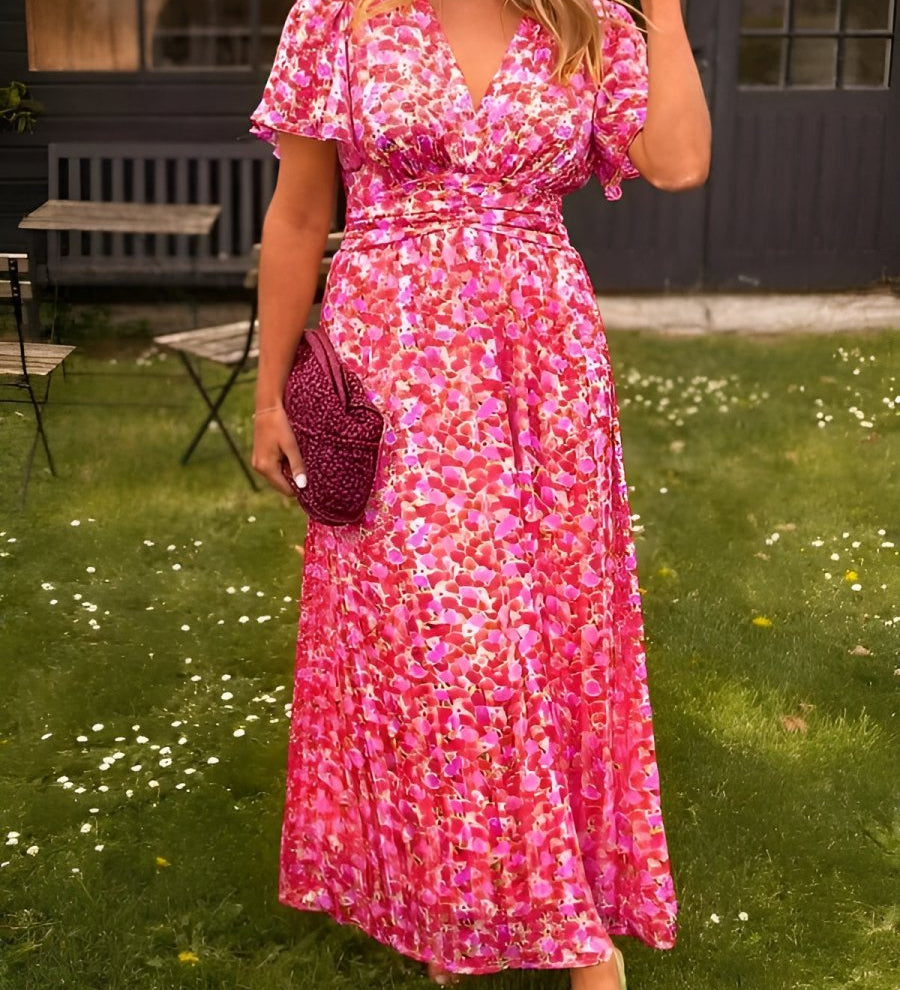 Sandra | Elegantne maksikleit V-dekolteega